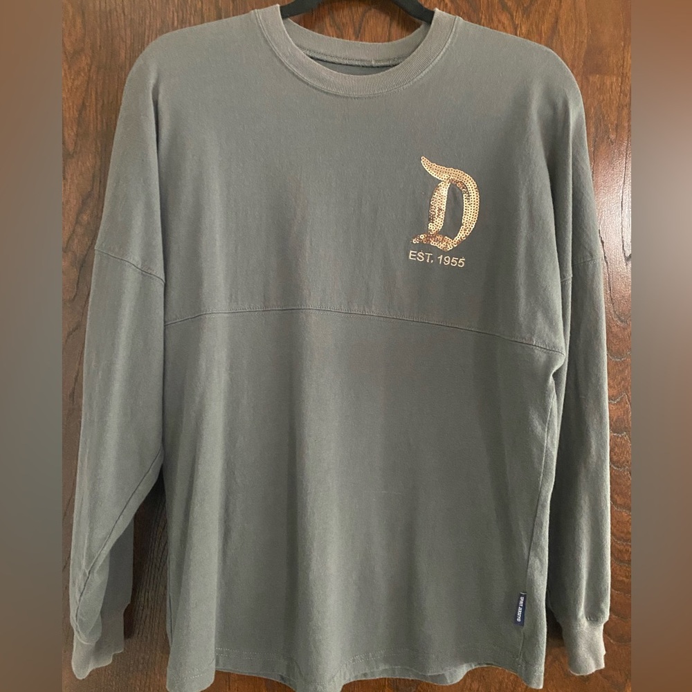 Disneyland Rose Gold Sequin Spirit Jersey Shirt Size XS Disney Parks Gray